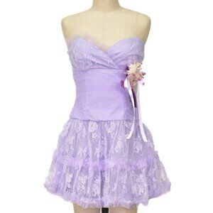 Anna Sui Strapless Tulle And Lace Mini Dress